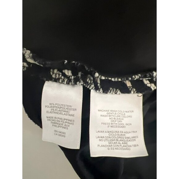 Evan Picone Sz 16 Fit and Flare Midi Halter Style Dress Black White Print - Picture 9 of 9